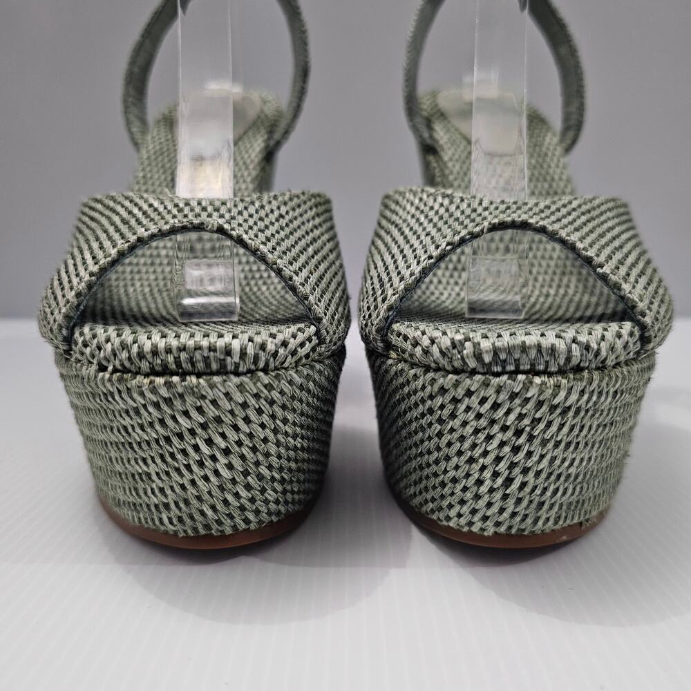 NEW Schutz Neith Straw Wedge Sandal Platform Green Raffia Size 9.5 - Picture 4 of 13